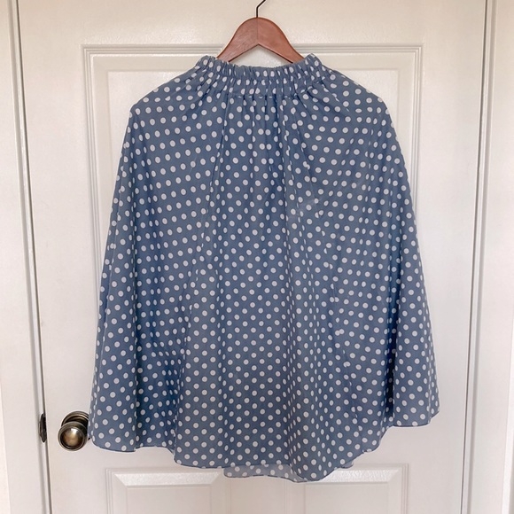 Blue Polka Dot Midi Skirt with Elastic Waist - Picture 2 of 2